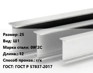 Двутавровая балка 25 Ш1 09Г2С L=12 г/к ГОСТ: ГОСТ Р 57837-2017